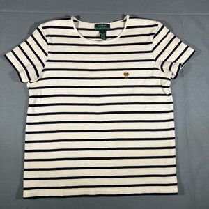 Vintage Lauren Ralph Lauren Women's Striped T-Shirt‎ Crown Logo Nautical